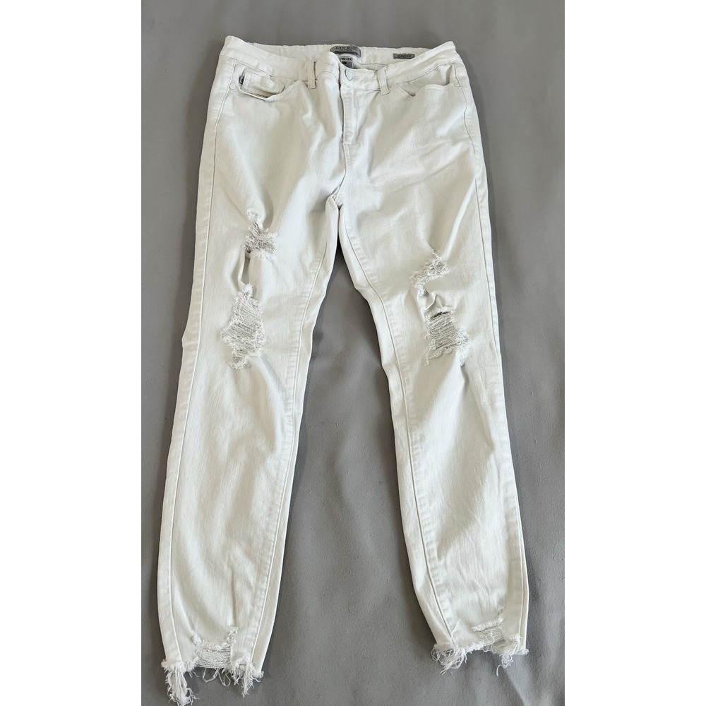 Judy Blue Skinny Fit White Distressed Stretch Jeans Women's Sz‎ 15/32